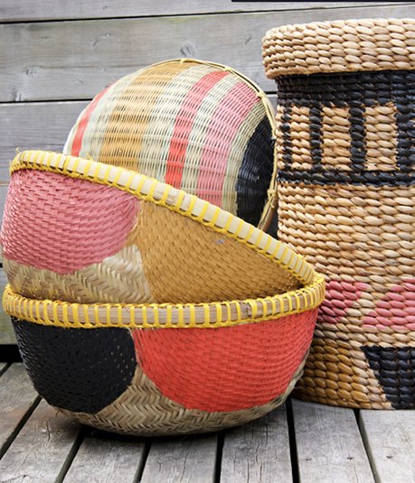 Painted Woven Baskets for Spring